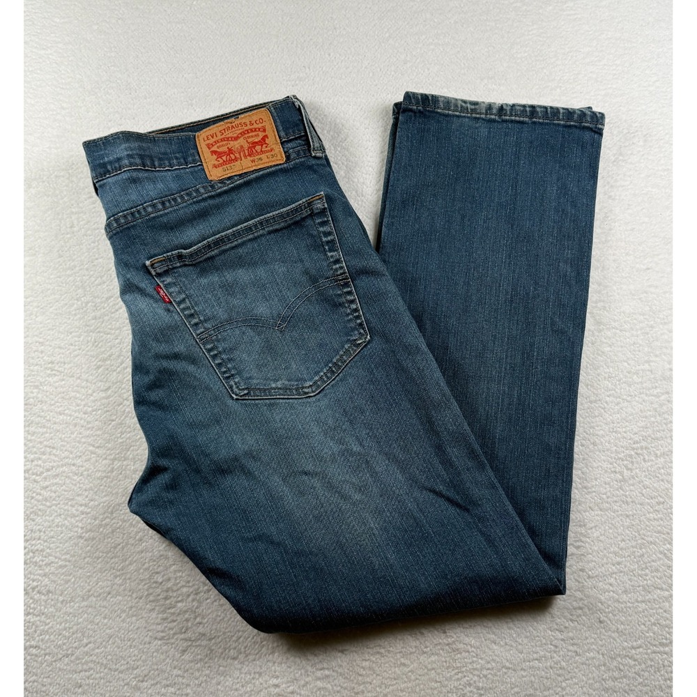 Levi's 513 Jeans Mens 36X30 Blue Denim Stretch Medium Wash Slim Straight Leg